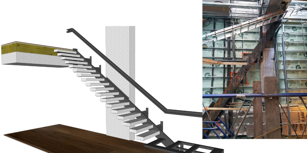 Detailed view of staircase labelled C12 used in our latest speciality steel engineering project.