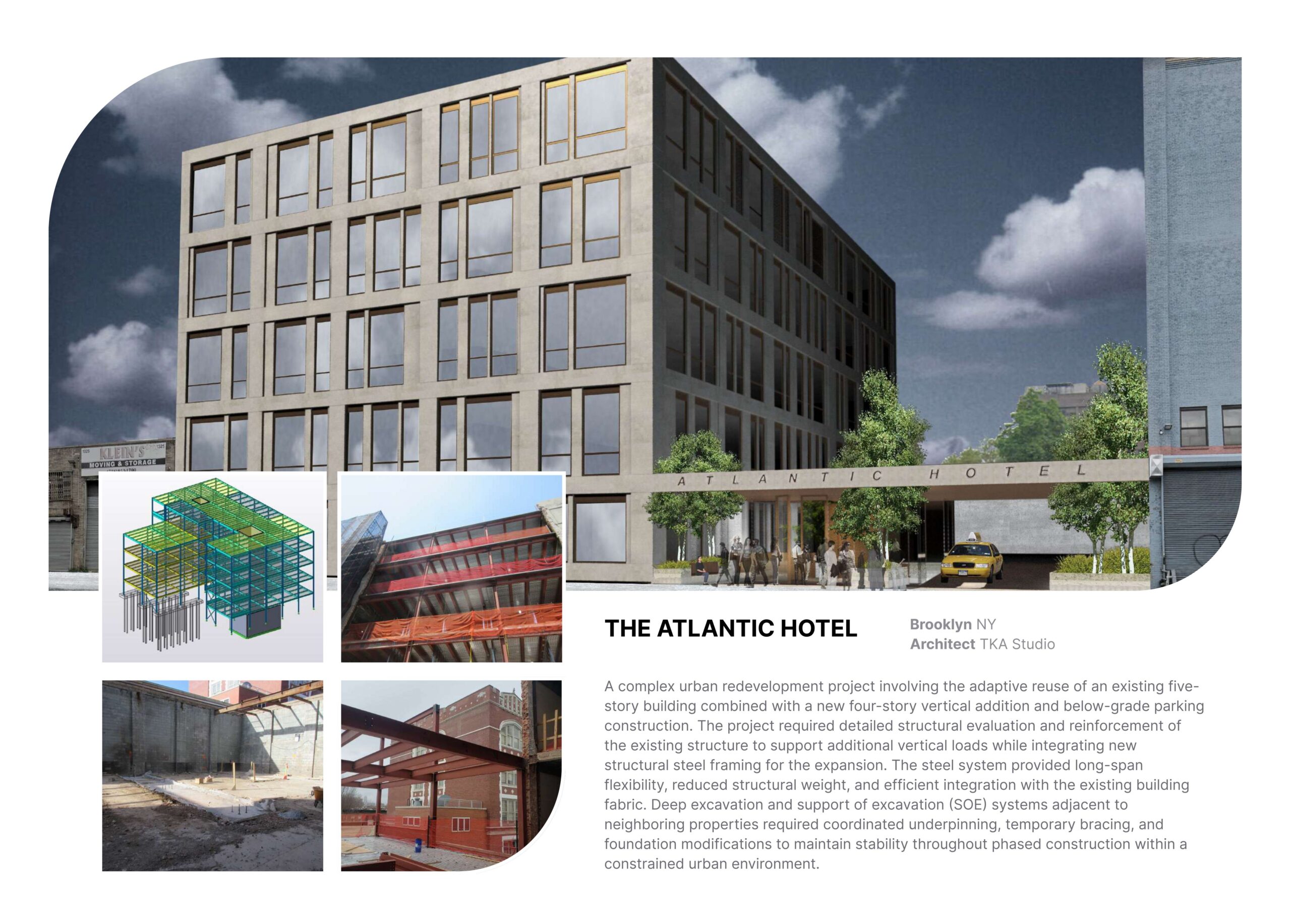 AtlanticHotel high-end waterfront residence combining architectural concrete construction with structural steel framing