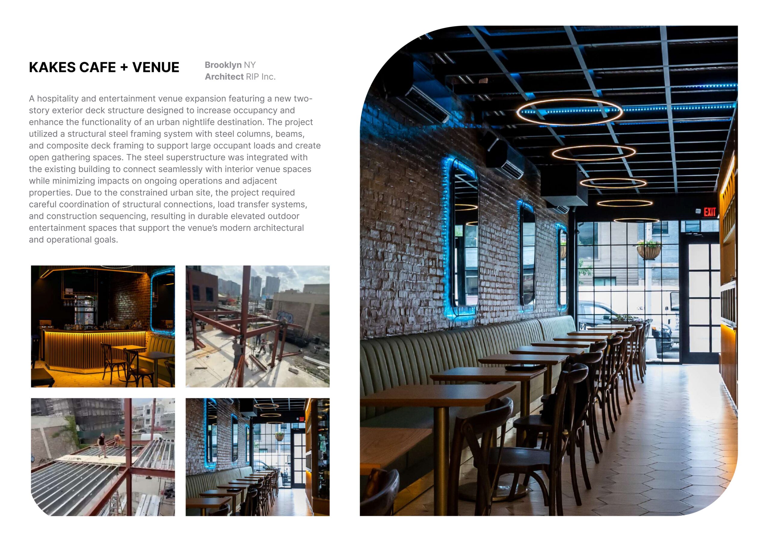 hospitality and entertainment venue expansion featuring a new two-story exterior deck structure designed to increase occupancy and enhance the functionality of an urban nightlife destination